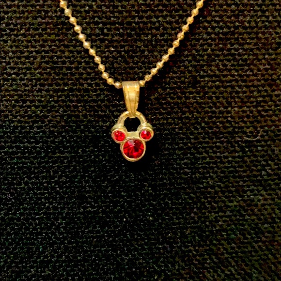 Disney Jewelry - Small mouse ear necklace in red stones